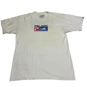 Pelagic High Performance Offshore Fishing Gear Shirt Large Men White Fish
